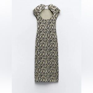 Zara Black and Cream Midi Dress